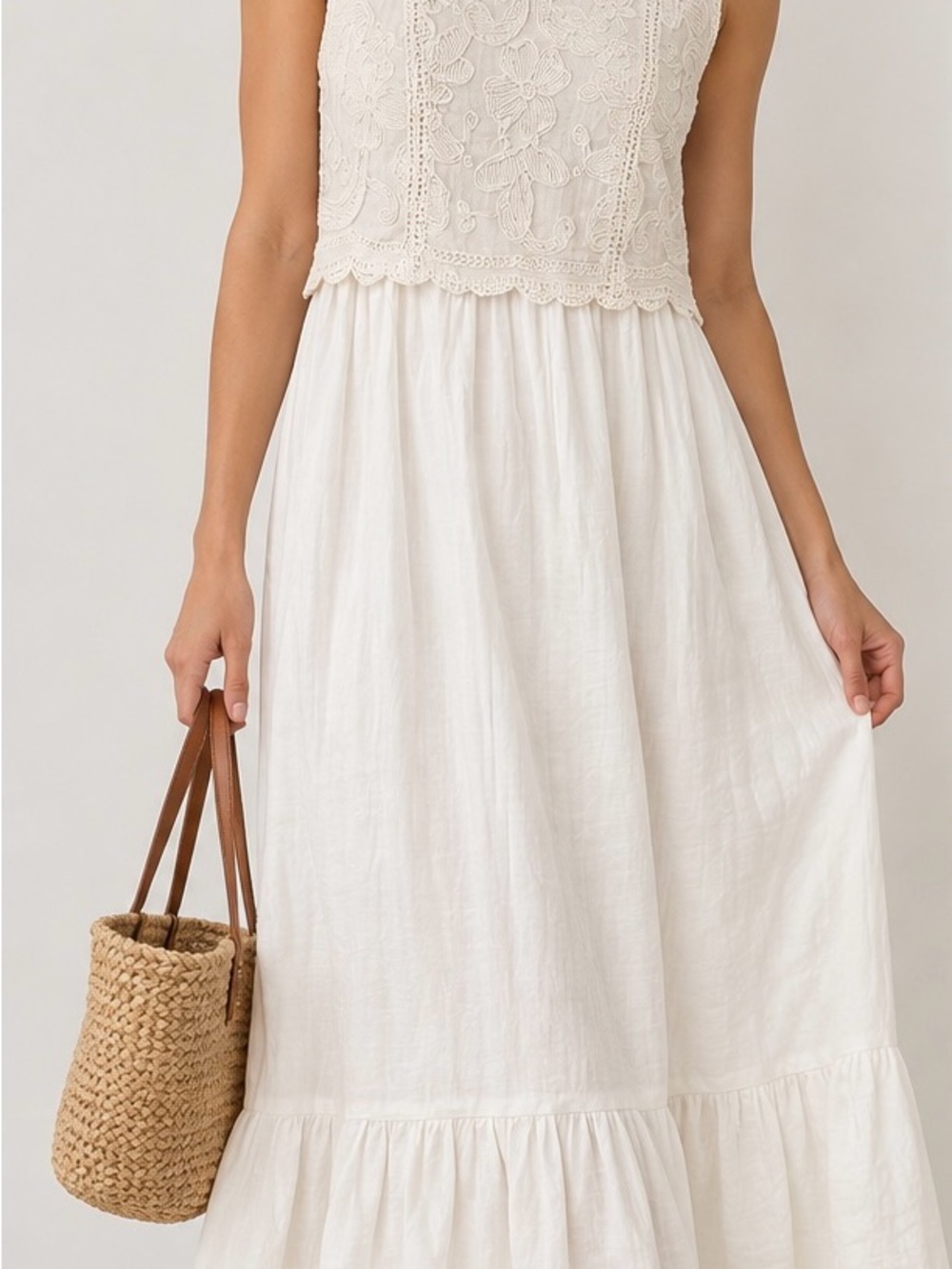 easel Cream Lace Bodice Maxi Dress